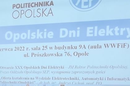 XXX Opolskie Dni Elektryki Politechniki Opolskiej