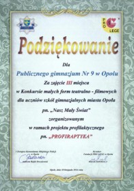 Gala podsumowująca konkurs małych form teatralno – filmowych w Opolu